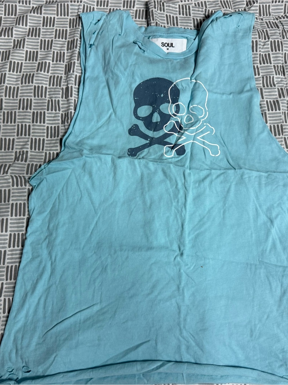 soulcycle Blue Skull Tank Top